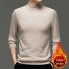 Men's Winter Velvet Fleece Knitwear: Half-High Collar Solid Base Layer Sweater