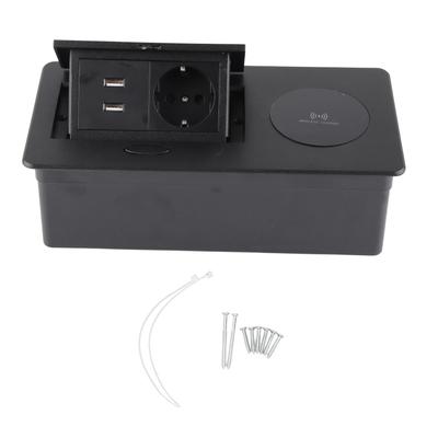 Drahtlose Steckdosenleiste Verdeckte Pop-Up-Steckdose Tischanschlussbox Desktop-Buchse mit 2 USB