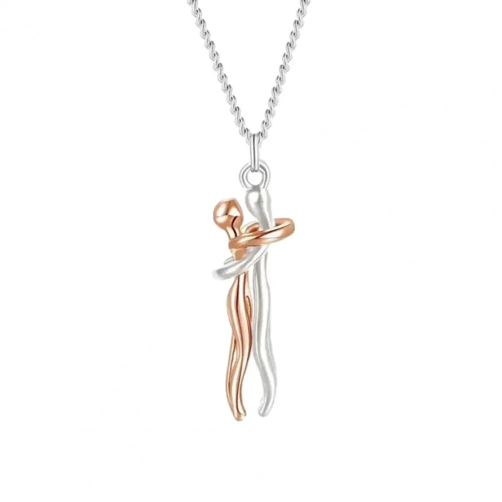 

Fashion Hugging Necklace Jewelry Choker Hug Pendant Chain Men Necklaces For Lover Women Couple Men Lady Female Male Gift