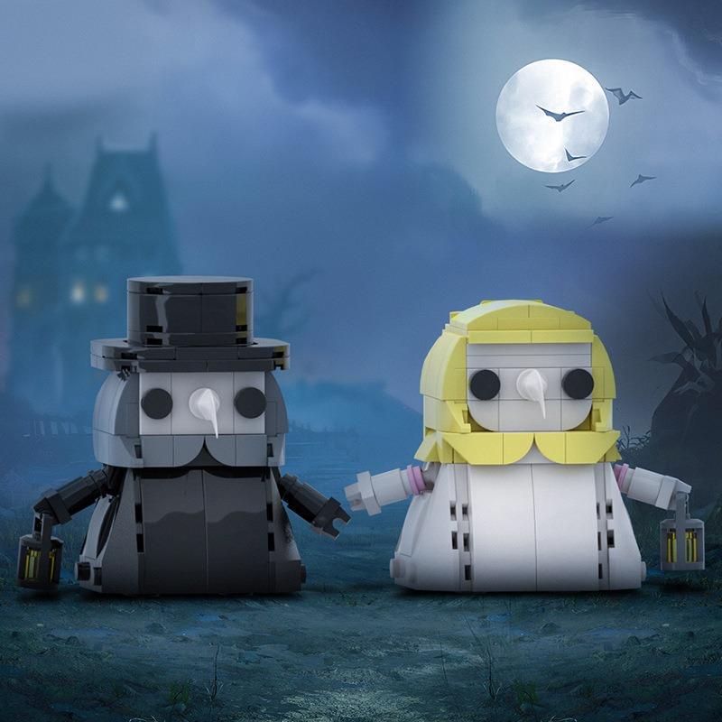 MOC Brickheadzs Couples Plagueeds Doctors Building Blocks DIY Bricks Bird-like Beak Mask Doctor Halloween Monster Model Toy Gift