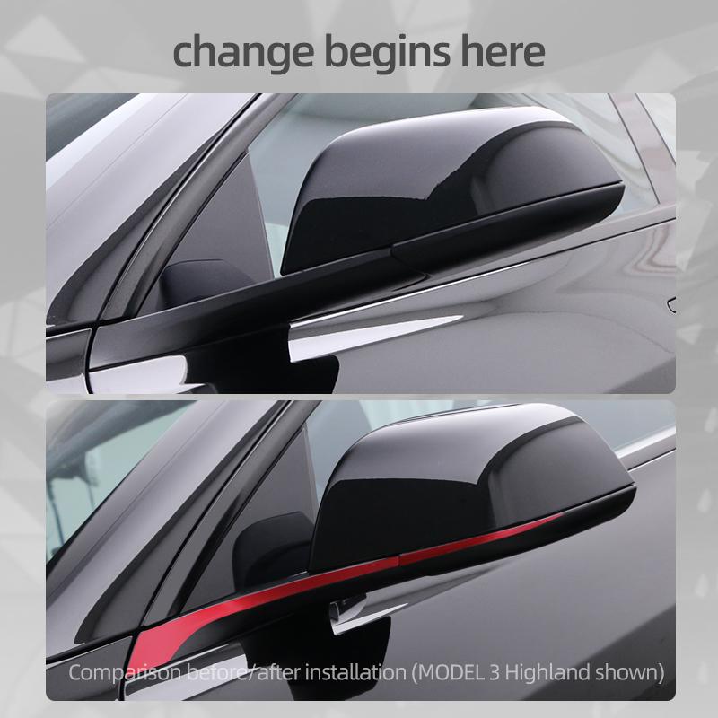 Für Tesla Model 3 Highland 2026 Model Y Juniper Auto Rückspiegel Zierleiste Farbwechsel Folie Dekorationsaufkleber Zubehör