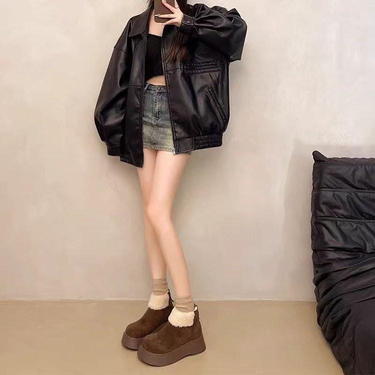 Thick-soled heightening snow boots women's 2025 winter new thin and versatile rear zipper small short boots warm cotton shoes