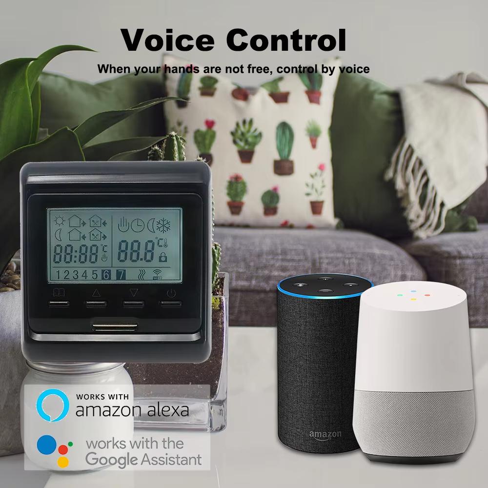 Tuya WiFi Programmable Thermostat 90~230V 16A Smart Temperature Controller for Electric Heating System APP Remote Control Works with Alexa Google Home