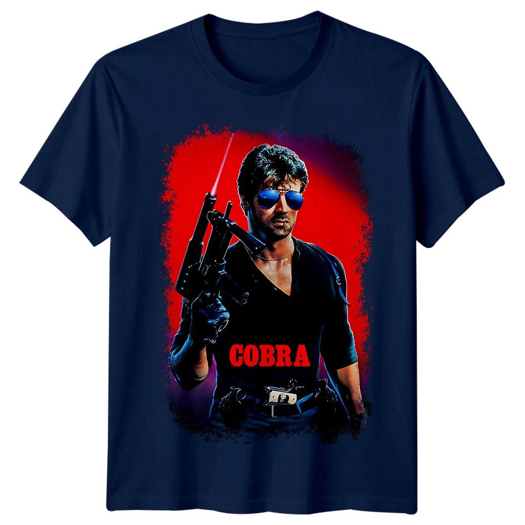 T-shirt Azione Retrò Cobra 1986 per Uomo Donna Sylvester Stallone Poliziotto Thriller Grafica Classica Top Casual Vintage