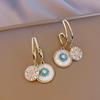 2026 New Classic Round Shell Flower Pendant Earrings Korea Luxury Jewelry Wedding Party Temperament For Womans Accessories