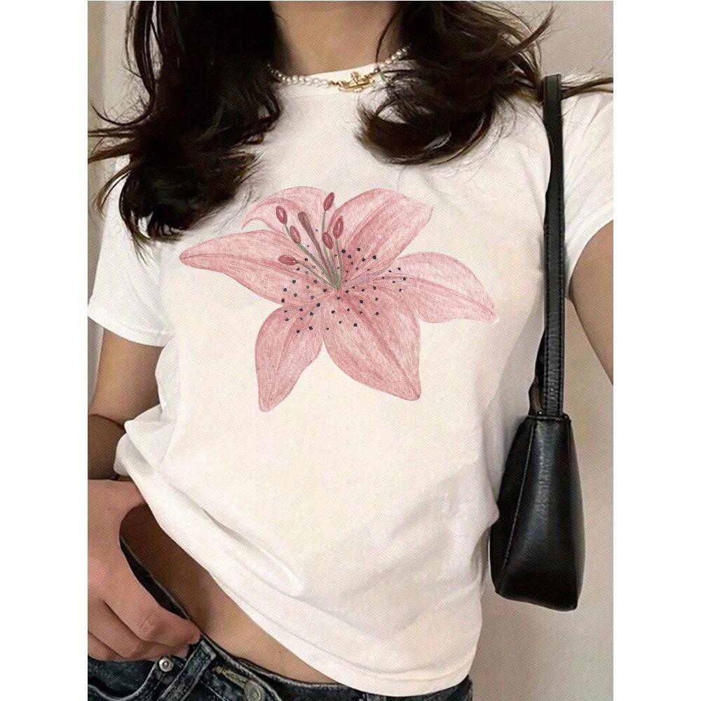 New Womens Casual Printed Crew Neck Short Sleeve TShirt Comfortable and Stylish Harajuku Street Style Top Women Cotton Clothing