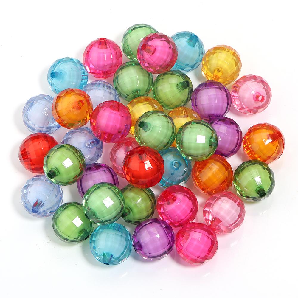 20-100pcs 8/10/12/14/16/18/20mm Faceted Acrylic Beads Mixed Color Round Loose Beads For Jewelry Making DIY Bracelets Necklace