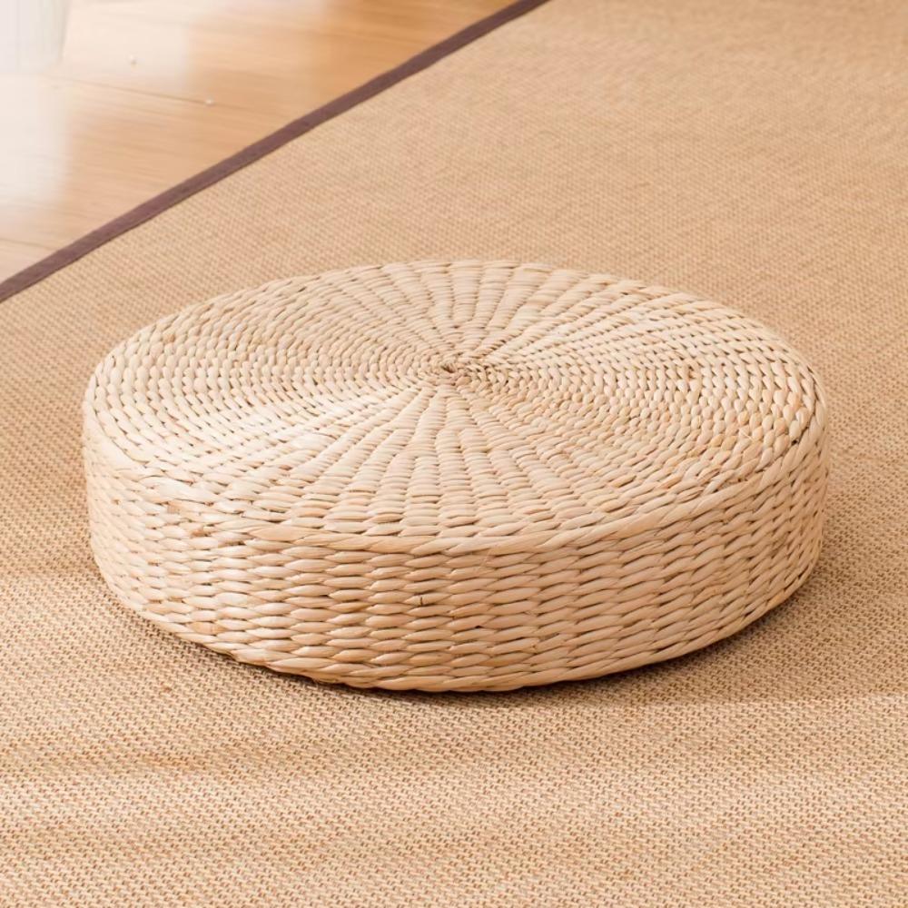 Handmade Tatami Cushion Round Floor Mat Rustic Natural Straw Futon Cushion Window