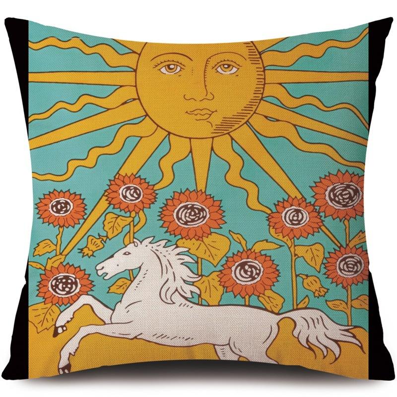 Tarot Card God Sun Face Pillowcase Moon Pillowcase Decoration Living Room bedroom sofa Bed Home Decor Car Cushion decoration