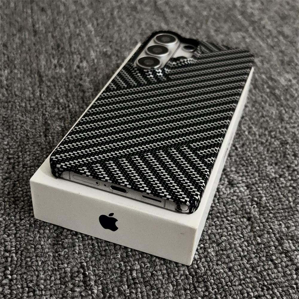 Kevlar Twill Striped Magnetic Frosted Phone Case for Samsung S26 S25 S24 Plus S23 Ultra Wireless Charge Carbon Fiber Thin Cover