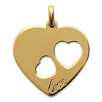 [C6356] - Gold Plated 'Love' Pendant - 20x20 Mm