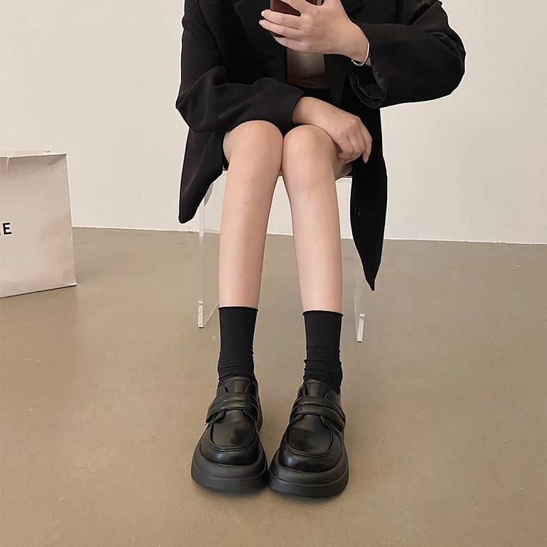 Velcro Loafer Small Leather Shoes Women's Autumn 2025 New Versatile Retro British Style Platform Single Shoes