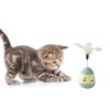 Cat Treat Dispenser Toy with Feather Interactive Prevent Tipping Cat Slow Feeder Puzzle Ball Yellow