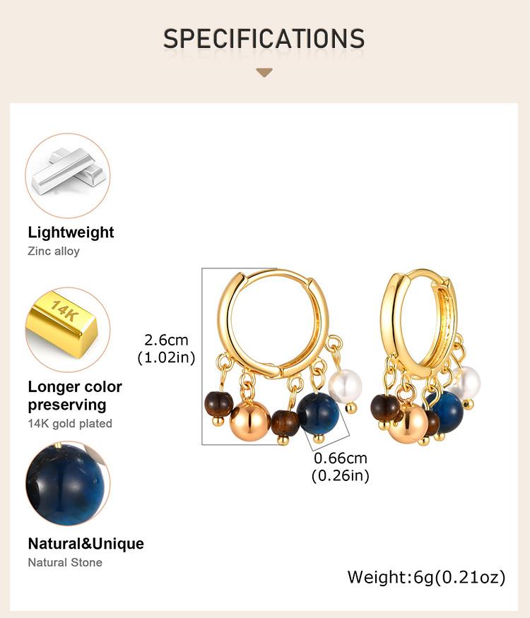 Hoop Earrings, Multi Gemstone Pendant Natural Stone Beads Pendant Bohemian Fashion Trendy Jewelry Ear Accessories for Women