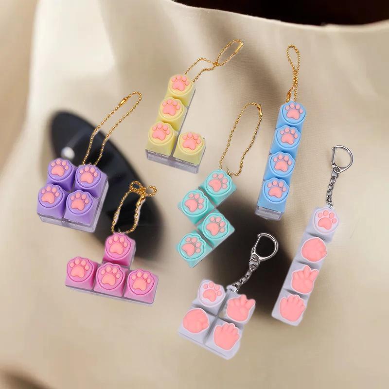 Portable Fashionable Keyboard Clicker Fidget Key Chain Set Buttons For Sensory Stress Relief Ideal For Office Travel Toy Bag