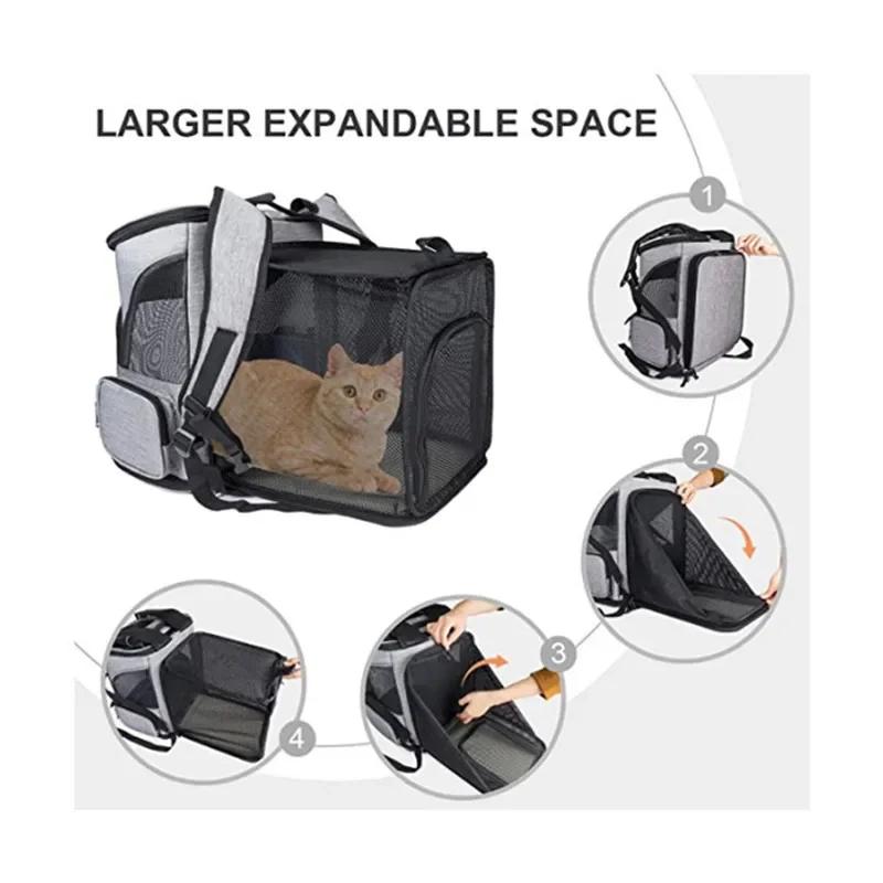 Pet Carrier Bag Dog Double Shoulder Backpack Sturdy Frame Breathable Foldable Puppy Backpack Large Capacity Expandable Cat Bags