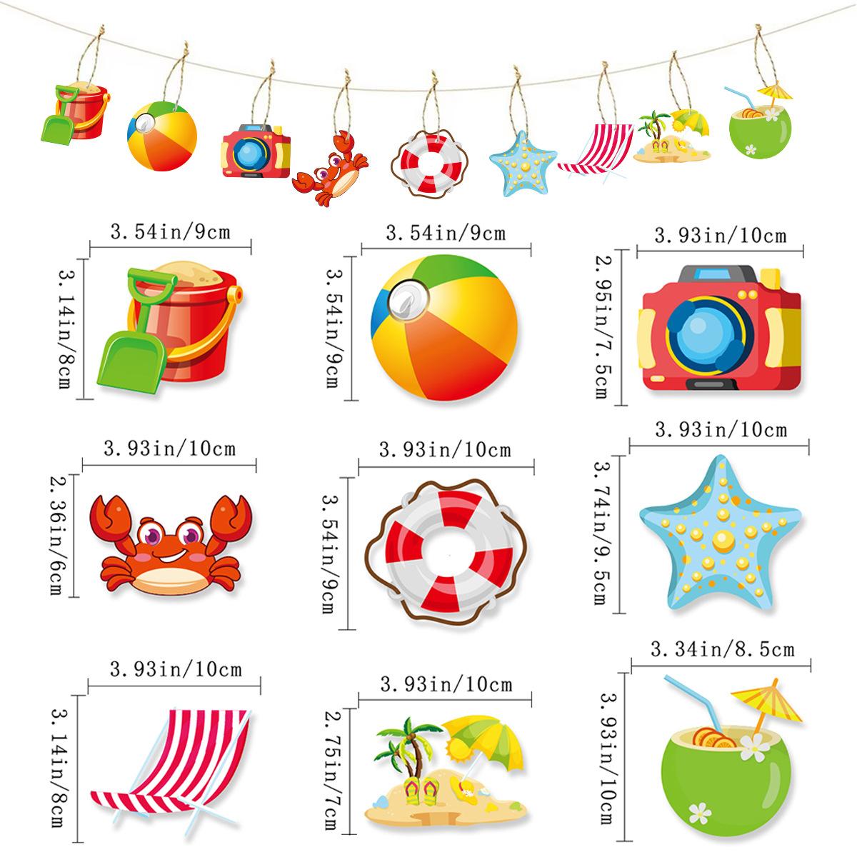 

Summer Birthday Party Decoration Hemp Rope Tag Crab Swimming Ring Coconut Milk Shape Latte Custom Summer tag series 1