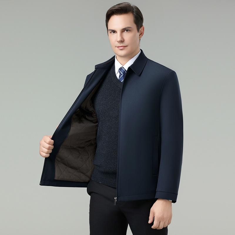 Brand Men's Cold-Proof Cotton Jacket: Autumn Winter Business Casual Non-Iron Warm Silk Coat for Middle-Aged Men