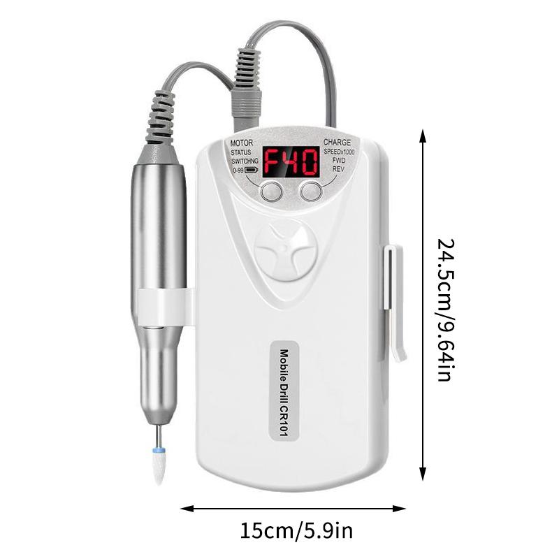 Electric Nail Drill Machine 40000RPM Rechargeable Portable Polishing Tool Kit For Gel Acrylic Nail Art At Home Salon