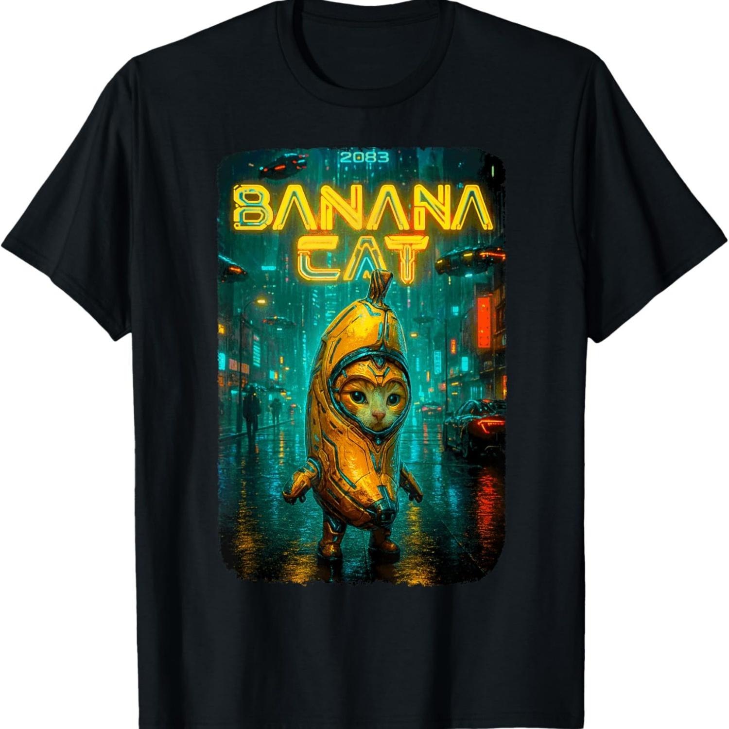 Cute Banana Cat Happy Bananacat Meme Kitty Cat Lovers Meme T-Shirt(6) S
