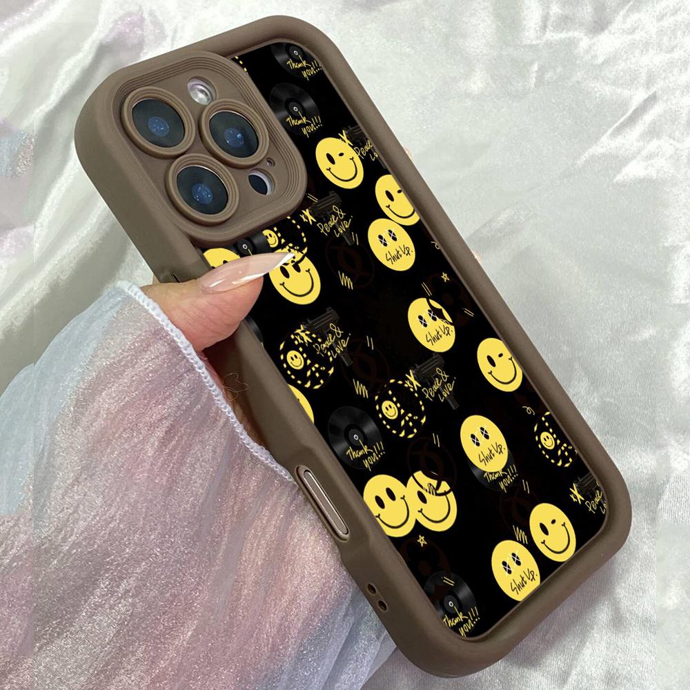 JT88 black smile yellow for iPhone 17 16 15 14 Pro Max Samsung S26 S25 Ultra A17 A16 A07 A56 Xiaomi 15T 13T Redmi 14C 15c Soft TPU Case