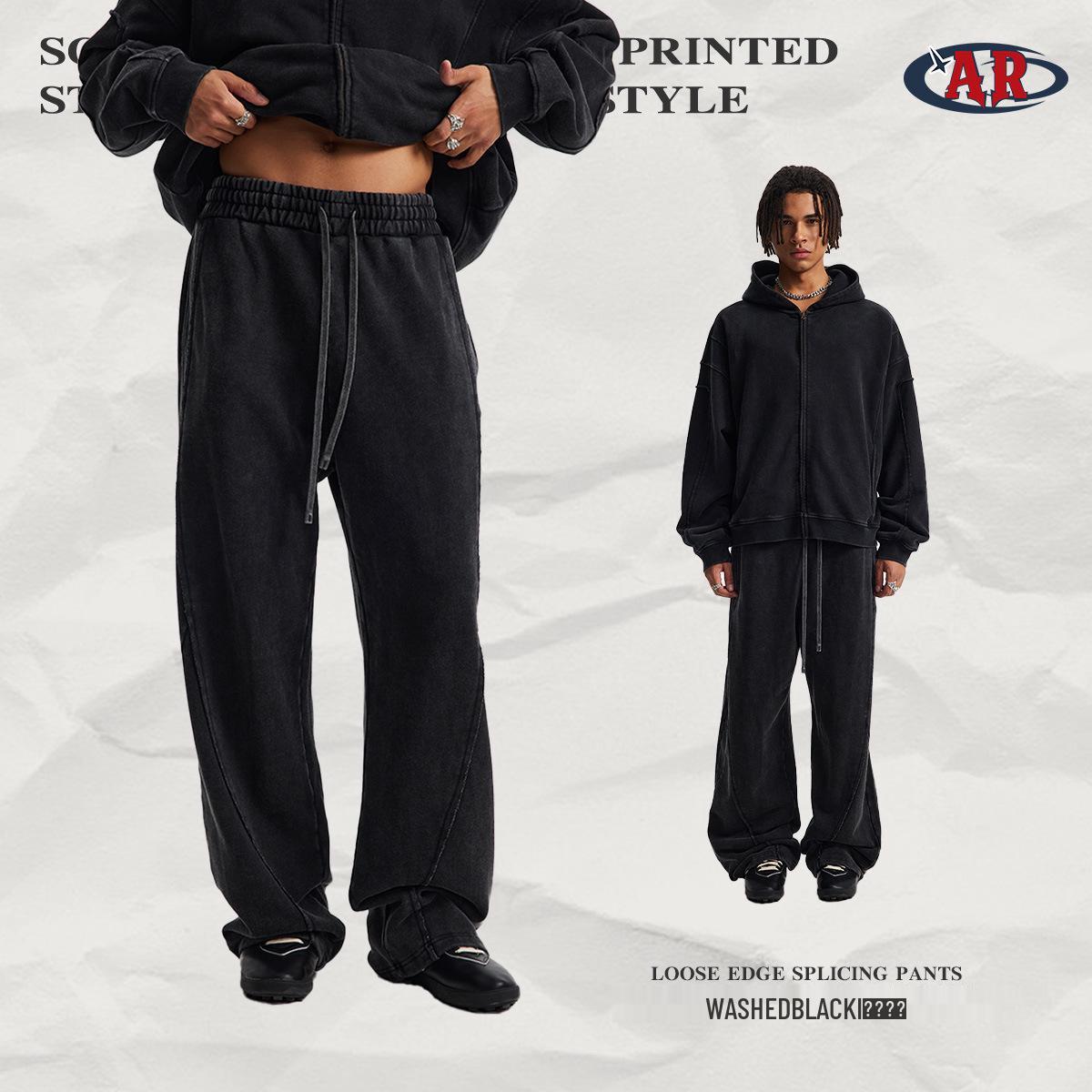 

ARTIE Menswear 2026 Distressed Patchwork Straight-Leg Pants Extra Large