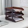 Leather Three-Layer Desktop Document Organizer and File Holder
