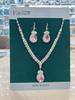 Two Piece Retro Light Luxury Zircon Water Drop Ear Hook Necklace European and American Jewelry Set for Women
