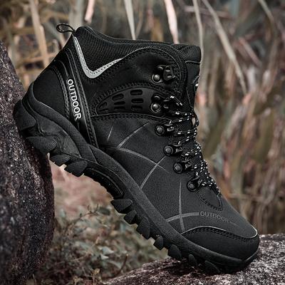 FashionMen Hiking Shoes Lace Up Fashion Plush Warm Snow Boots Outdoor Trekking Sneakers Men Waterproof Climbing Athletic Men Shoes