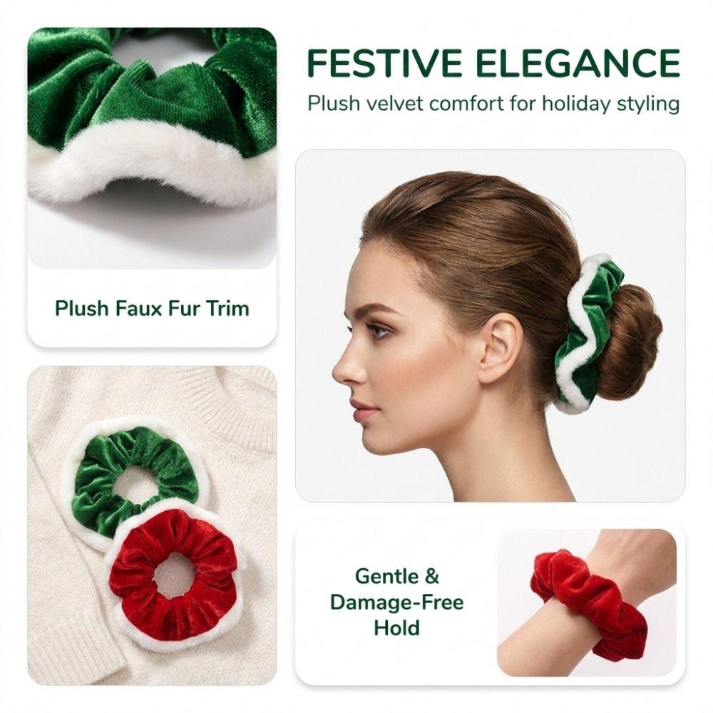 Elastic Christmas Velvet Hair Scrunchie Soft Hair Ties Fashionable Plush Hair Bands Party