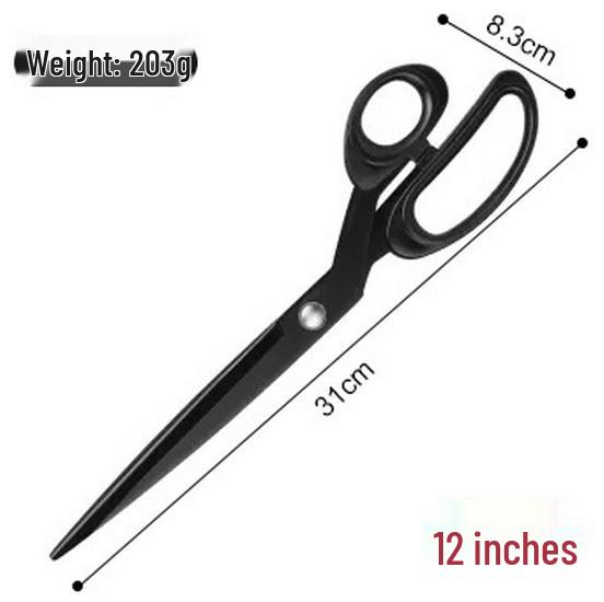 Professional Fabric Cutting Scissors: Tailoring, Dressmaking, Household Sewing, Crafting - Large, Blackened