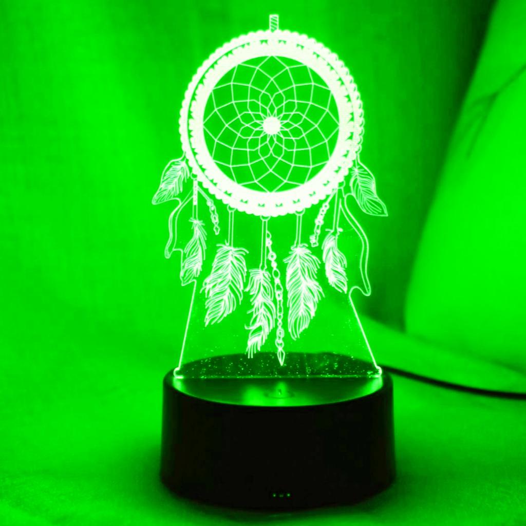 USB Dreamcatcher 3D Night Light Touch Seven Color Gradient Creative Desktop and Bedroom Atmosphere Light Room Decoration Light