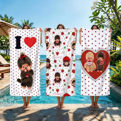 Cartoon M-Monchhichi-S Cute Towel Beach Towel Oversized Quick Dry Towel Absorbent Soft Swim Beachtowels For Men Women