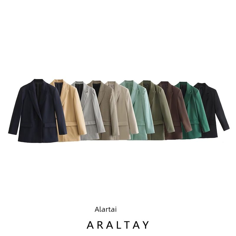 Araltay New Arrival Fashion Style Women's Clothing Fashion All-Match Pure Color Profile Double Breasted Suit Outwear 2753122