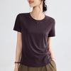 Lyocell Leinen T-Shirt Damen Sommer Kurzarm Dünnes Unterhemd Locker Oberteil Kleidung