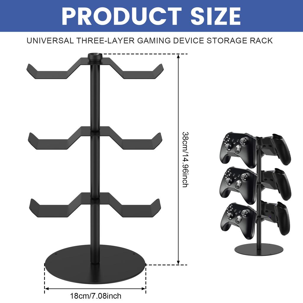 3 Tiers Universal Controller Stand Detachable Headset Holder Metal Controller Holder Stable Headphone Stand for Desk and Gamer