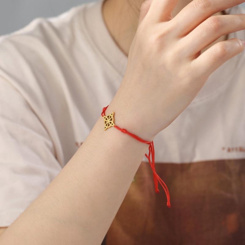 Pulsera de cordón rojo con dije de nudo de bruja, pulsera de amuleto de nudo de bruja de acero de titanio para mujeres y hombres, regalo de joyería de bruja Vintage