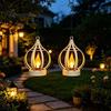 Courtyard Landscape Lighting Solar Flame Lantern, Garden Hanging Metal Outdoor Romantic Atmosphere Lights Waterproof Lantern for Patio Porch