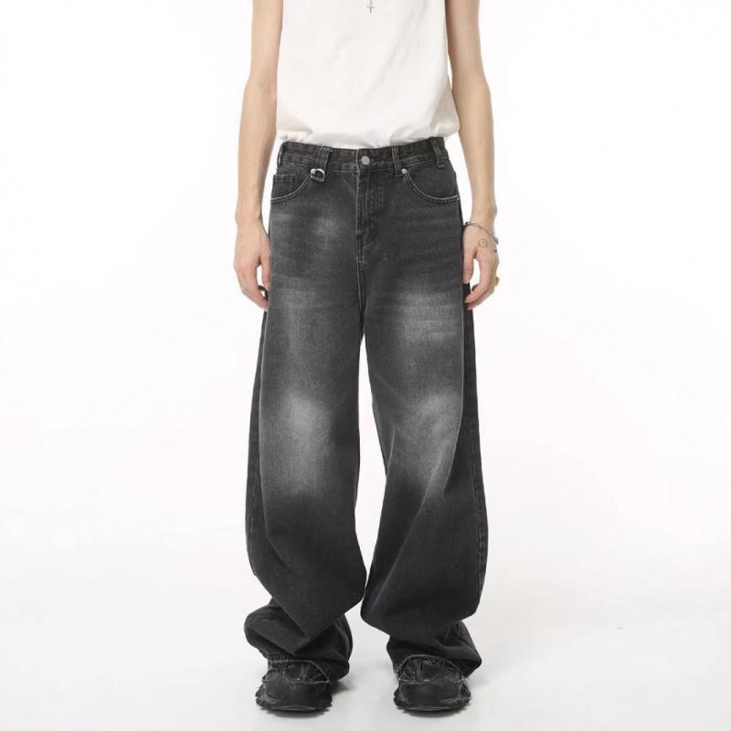 Men's Clothing 2026 Fall/Winter American Retro Wide-Leg Pants Loose Fit Ins Denim Trousers for Men