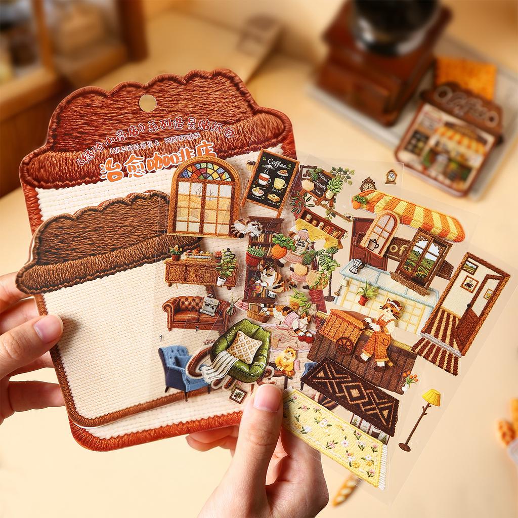 Tiny Treasure Shop Series Vintage Coffee Bread Flower Landscape Sticker Creative DIY Journal Material Collage Stationery