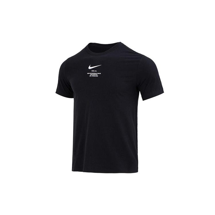 Nike Sportbekleidung Big Swoosh Laufen Fitnessstudio Baumwoll-T-Shirt Schwarz DZ2882-010