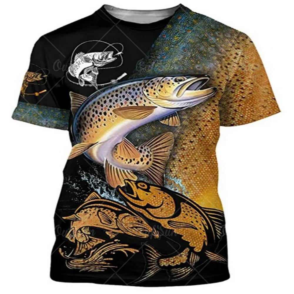 Men's T-Shirt 3D Carp Fishing Print Fashion Casual Loose T-Shirt Harajuku Vintage High Quality Social Funny Anime Men's Clothes