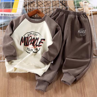 Ensemble de sport Pull Enfant 2 Pièces Garçons Costume Lettre Printemps Automne Nouveau Pantalon Hauts Enfants Ample Mode Décontracté 2 Pièces 1-6 Ans