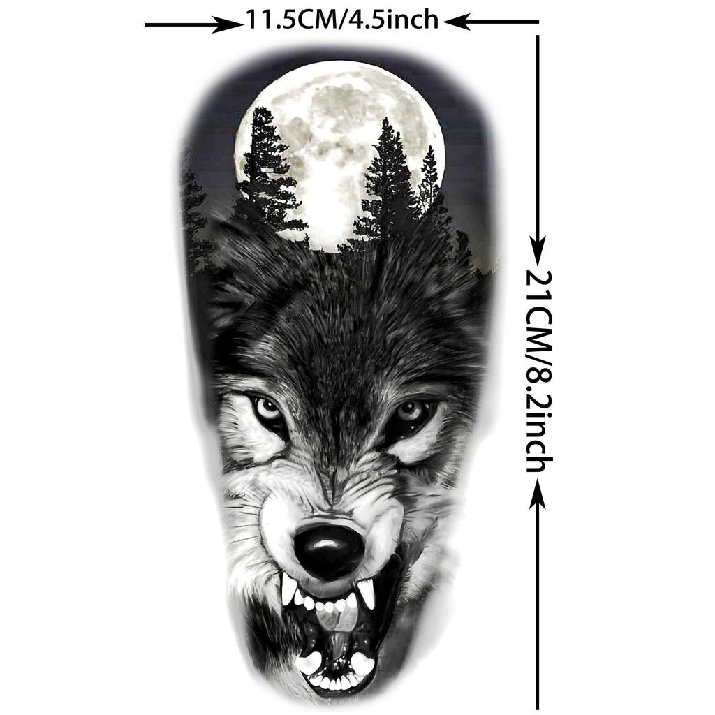 1 Sheet Forest Wolf Coyote Temporary Tattoos For Men Adults Forearm Arm Leg Body Art Drawing Fake Tattoo Sticker Transferable