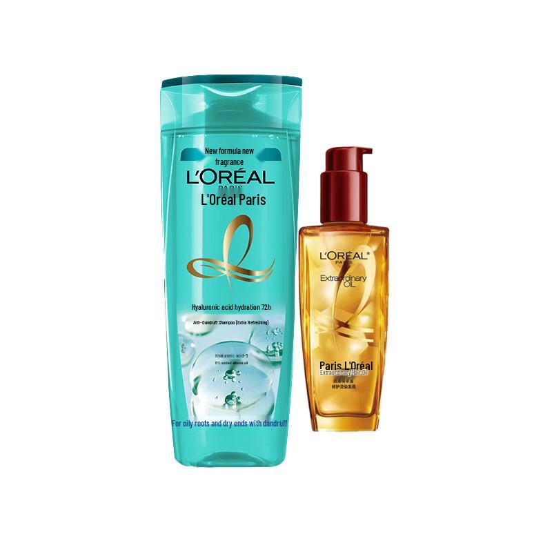 L Oréal Hyaluron Hydrating Anti-Dandruff Shampoo & Hair Oil Set