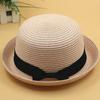 Kapelusz słomkowy z okrągłą kokardą i zawiniętym brzegiem, damski, plażowy, chroniący przed słońcem, dziecięcy, wiosenno-letni, chłodny kapelusz