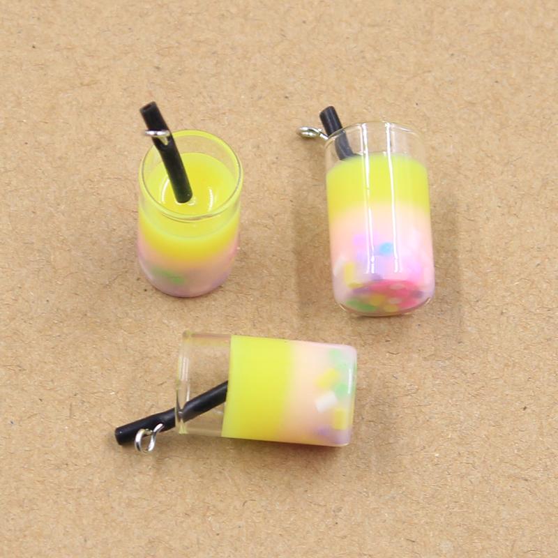 10Pcs Charms Colorful Symphony Milk Tea Glass Pendant Crafts Making Findings Handmade Jewelry Diy For Earrings Necklace