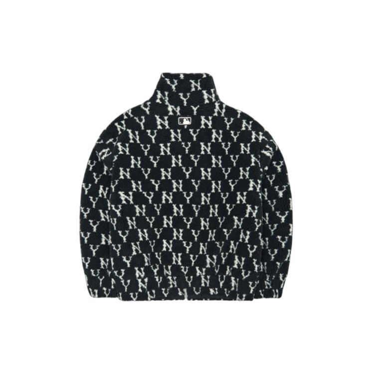 MLB FW22 Allover Logo Lambswool Zip Long Sleeve Jacket Unisex Jackets Black 3AFDM0126-50BKS
