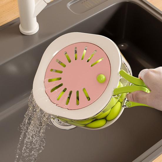 2Pcs 2-in-1 Drain And Preservation Basket Fruit Bowl Vegetable Washing And Draining Basket Fruit Basket with Strainer Lid Foldable Handle for Kitchen