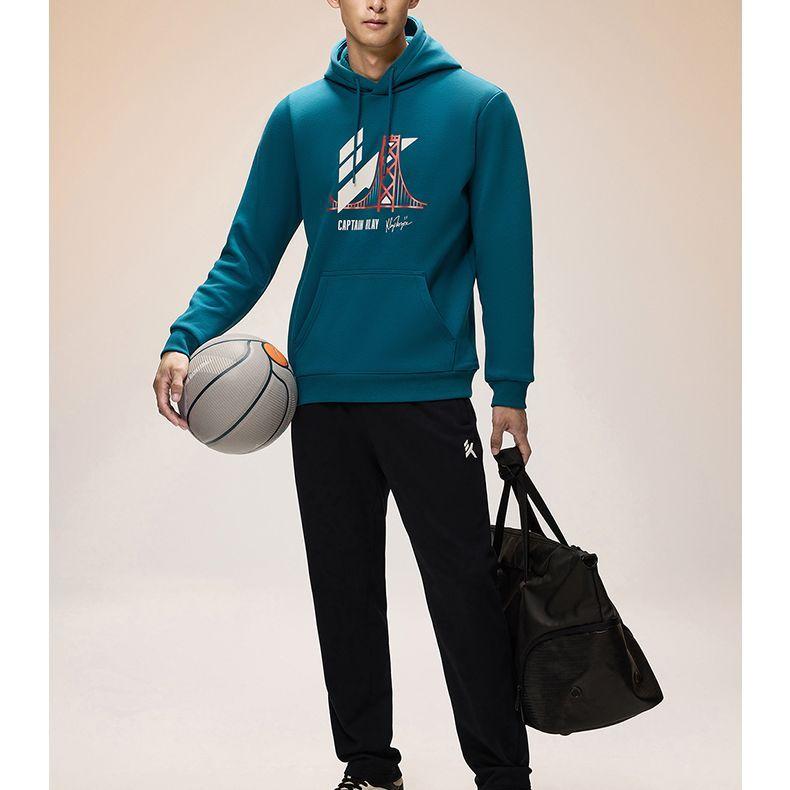Anta Printed Letter Fleece Hoodie Men Hoodies Sailor-Blue 152341738N-2